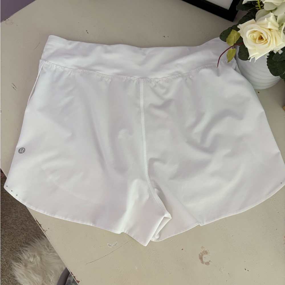 White lululemon fast and free shorts